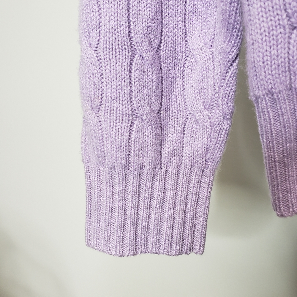 Ralph Lauren Black Label Lavender Cable Knit Cashmere Sweater Size Small - Picture 8 of 10
